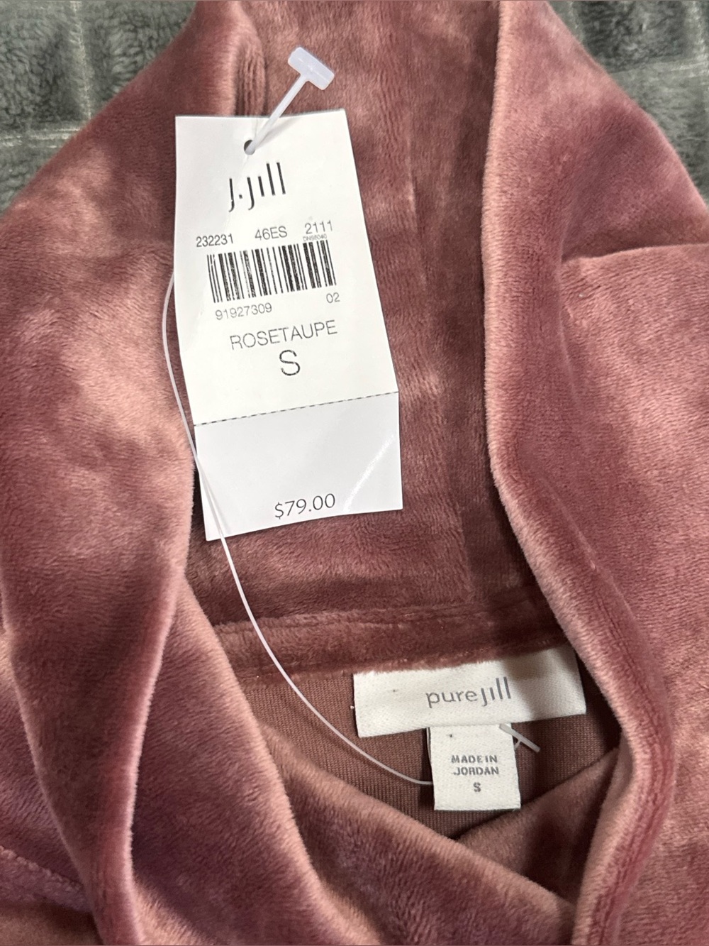 NWT J. Jill Small Velvet Mock Neck Tunic Sweater Mauve Pink Pure Jill Casual (B7 - Picture 3 of 5